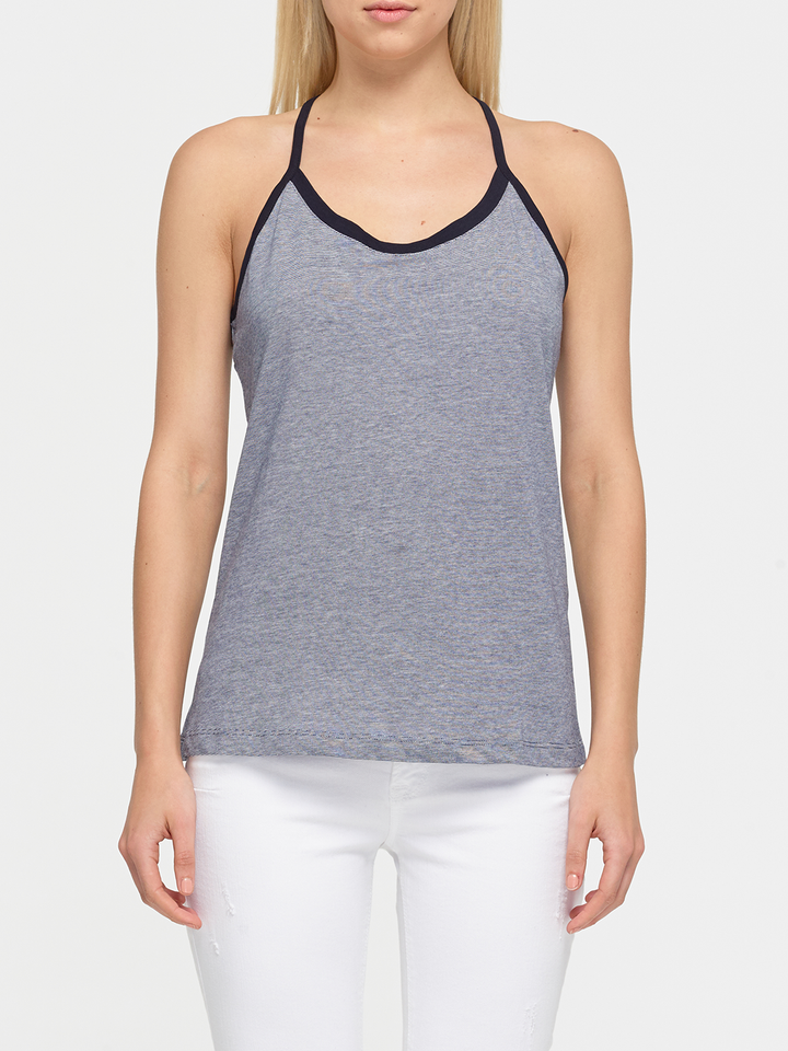 Navy Stripe Racer Back Tank