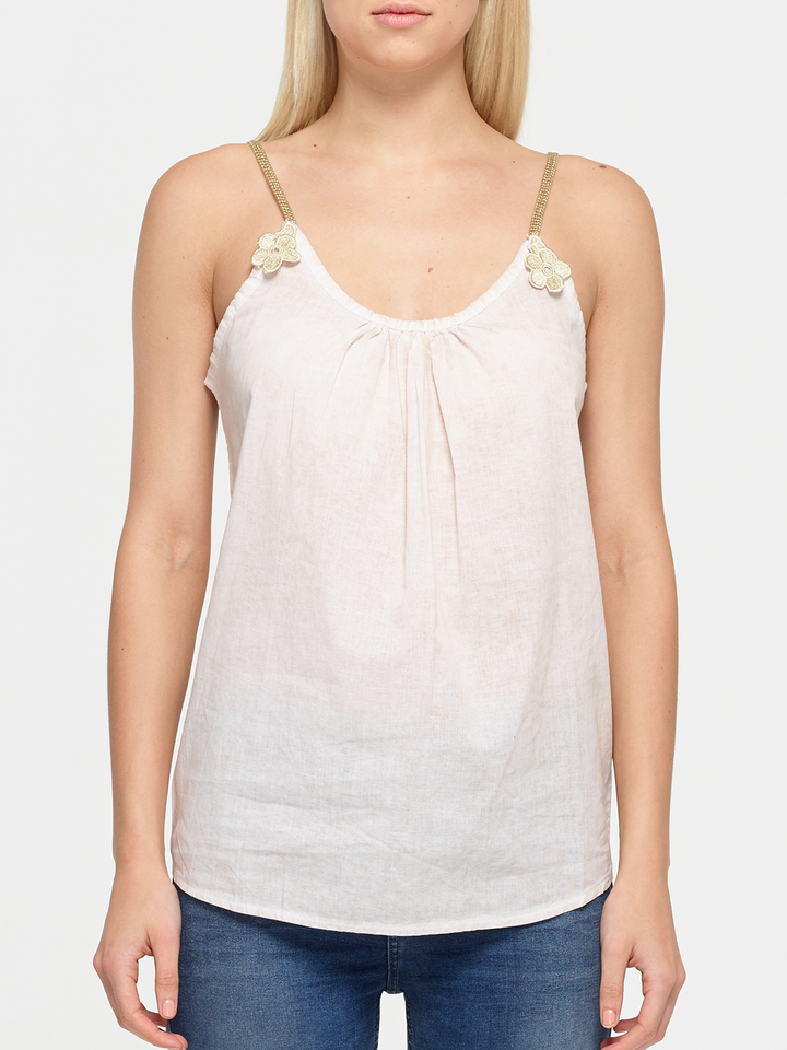 Day Flower Linen Top