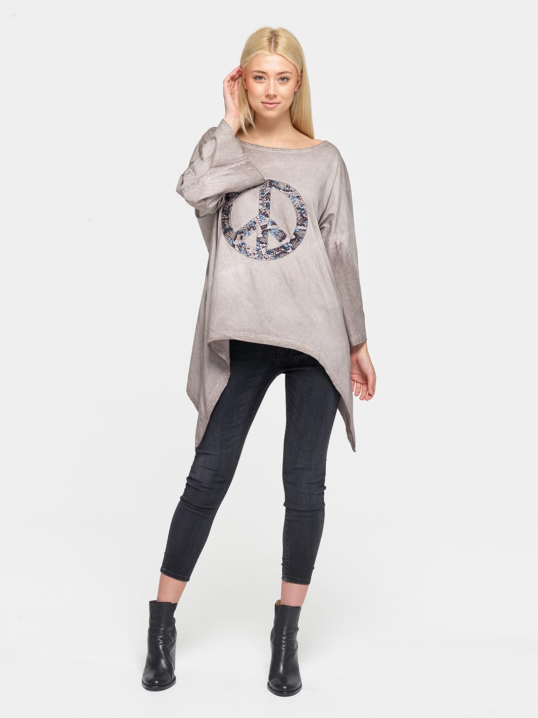 Peace Sign Grey Kaftan