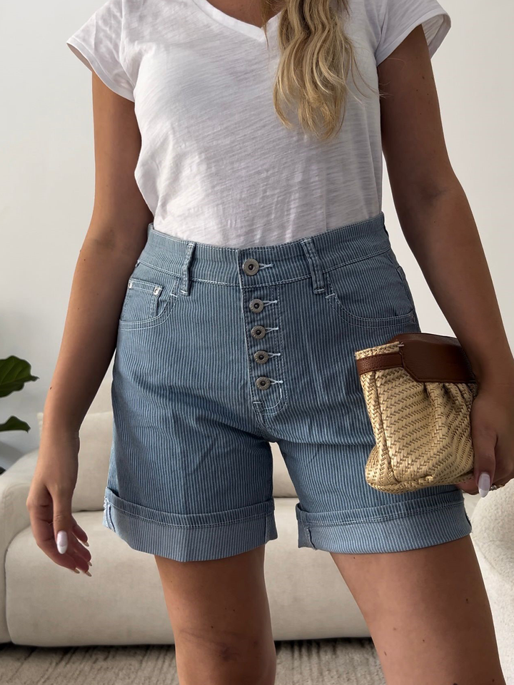 Citi Stripe Light Blue Boyfriend Short