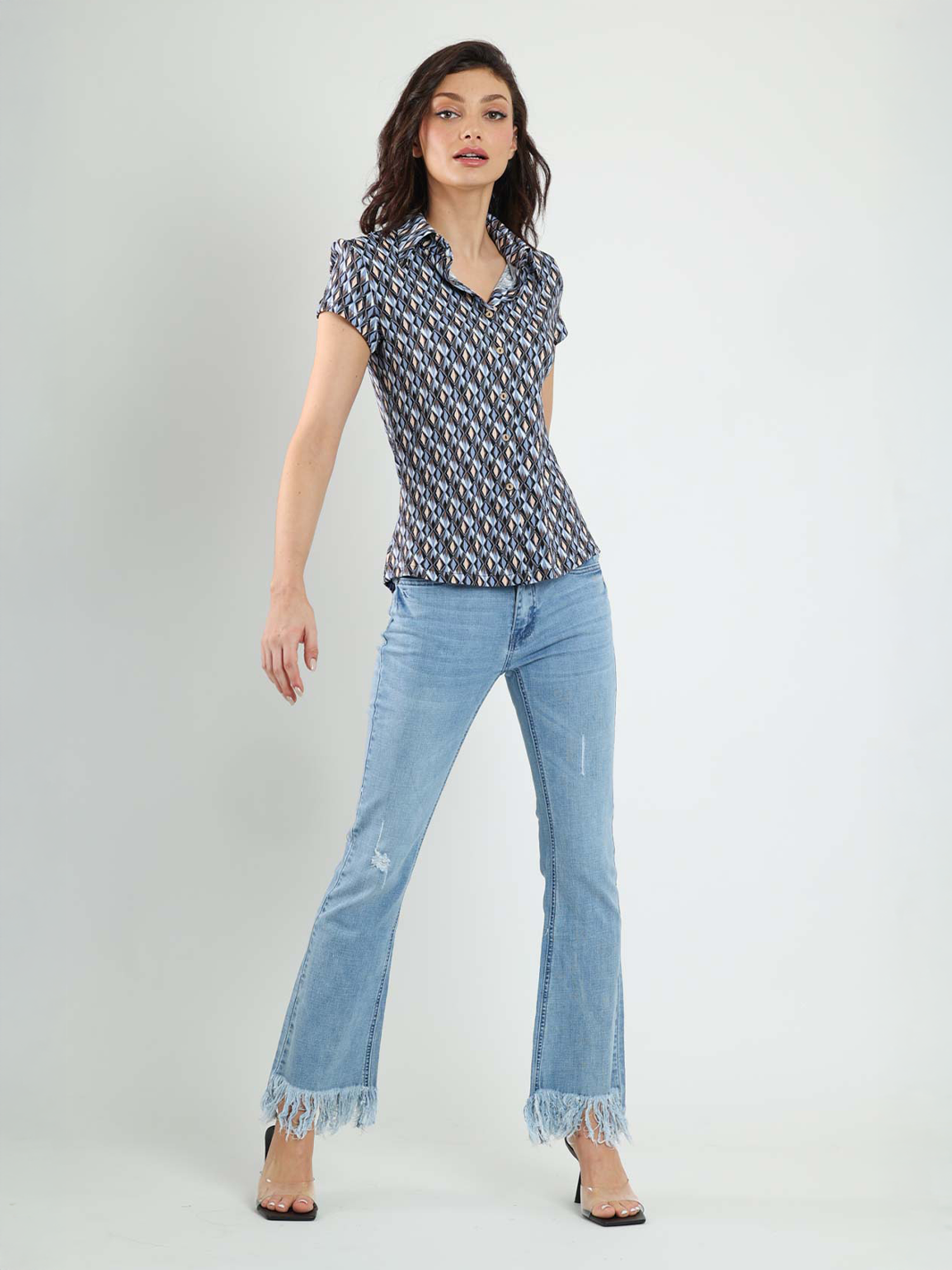 Elena Flared Jeans with Hem Detail