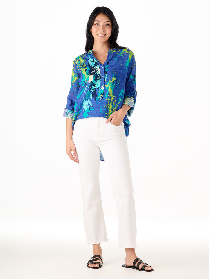 Grace Blue Floral Shirt