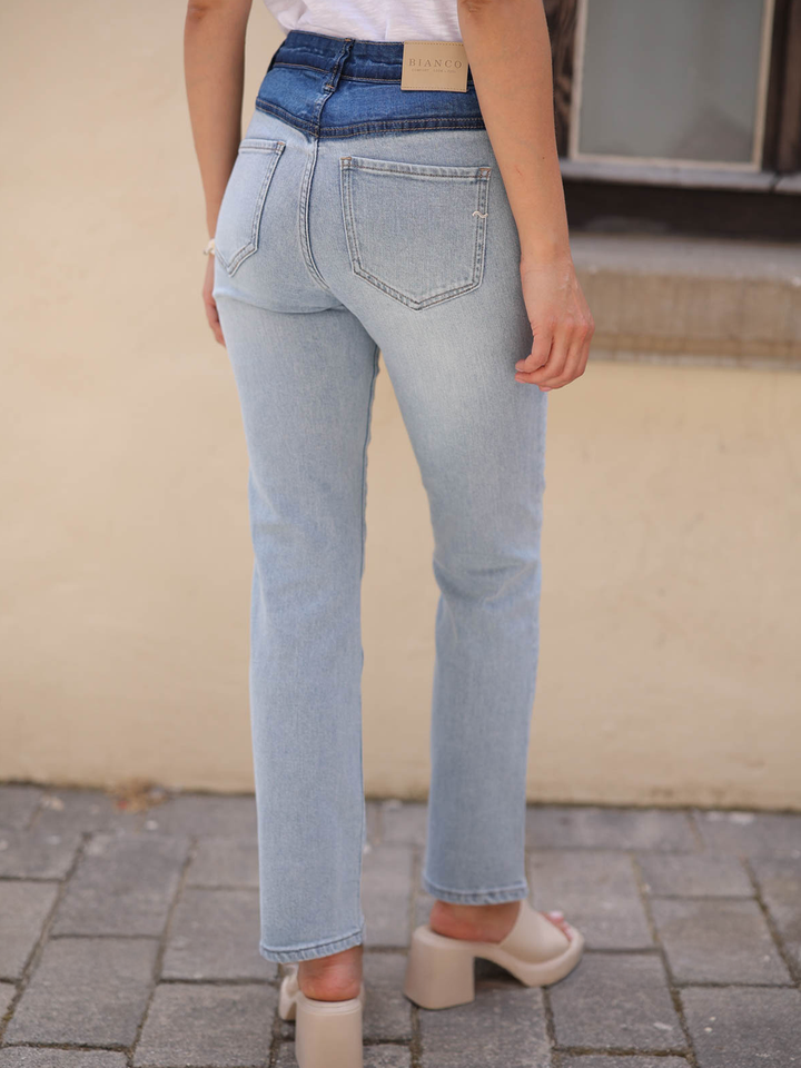 Isabella Long Two Tone Straight Leg Jean