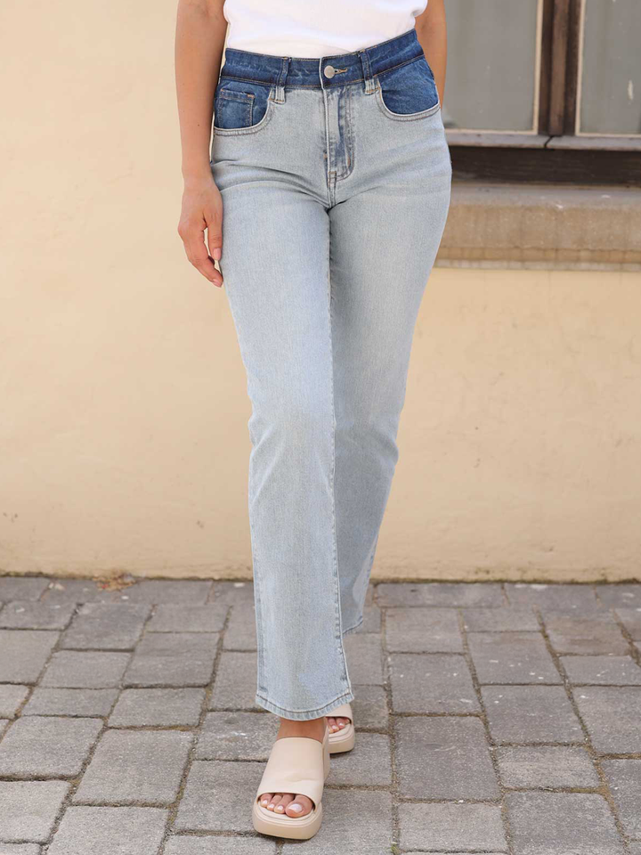 Isabella Long Two Tone Straight Leg Jean