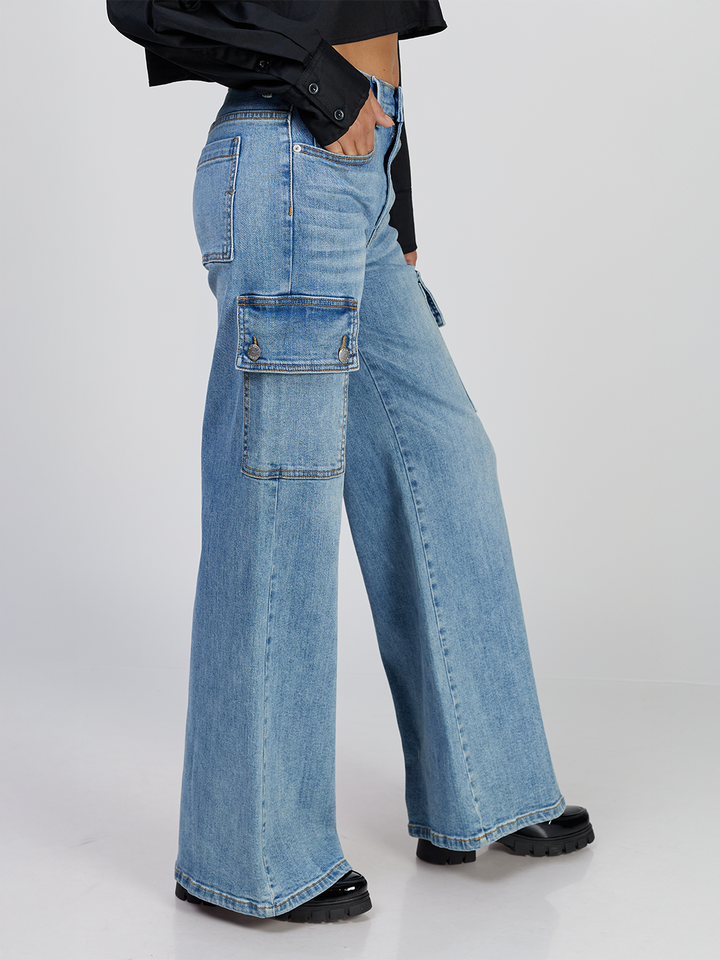 Kaylee Medium Blue Wide Leg Jean