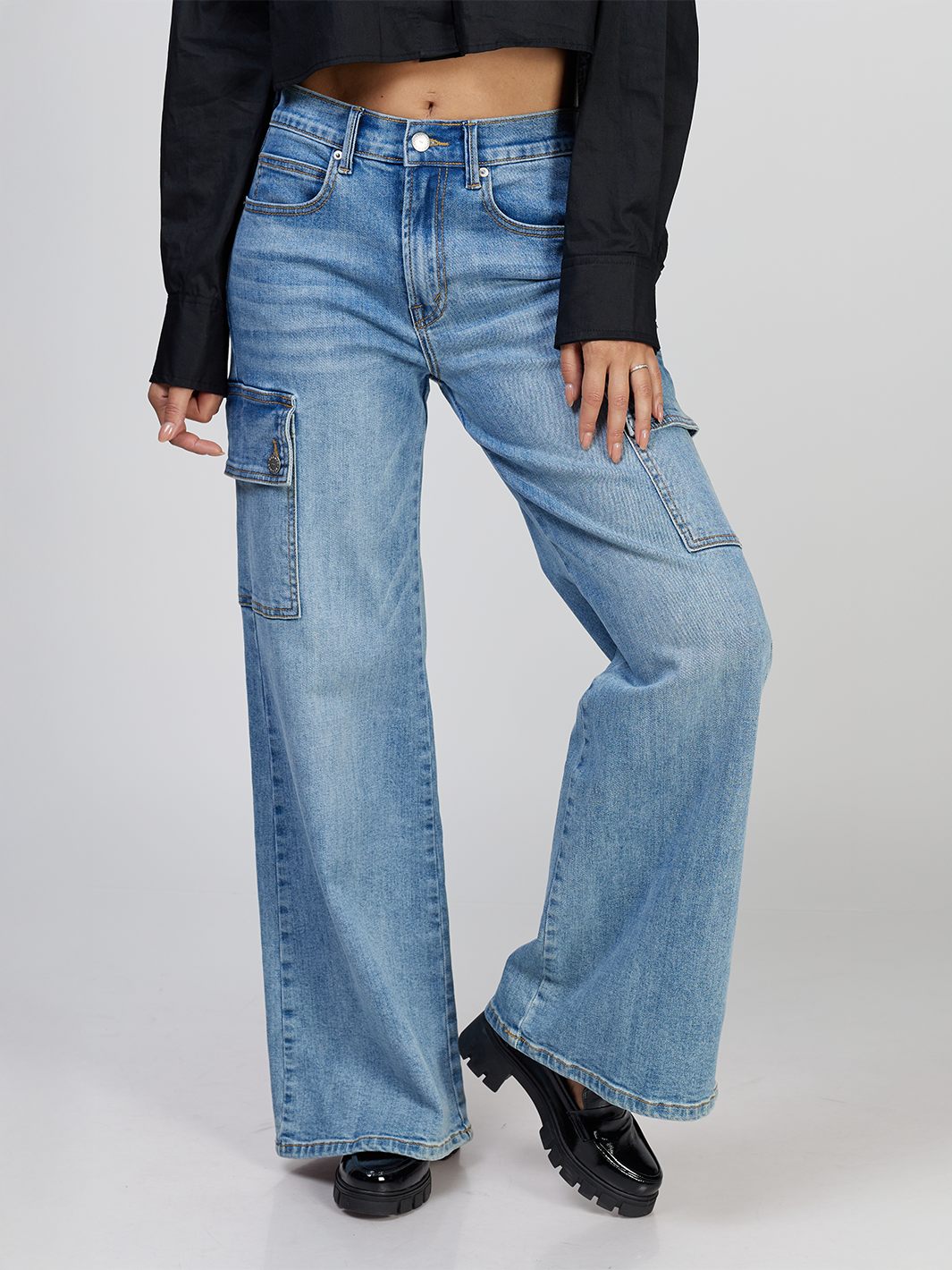 Kaylee Medium Blue Wide Leg Jean