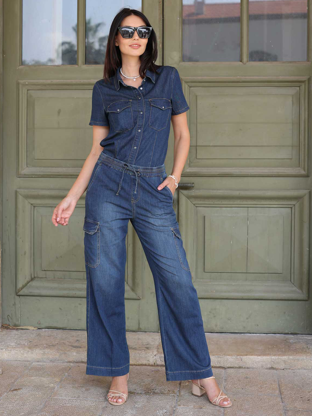 Lani Dark Blue Cargo Denim