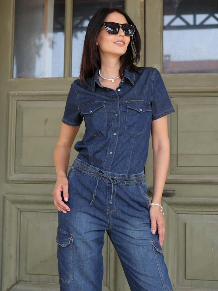 Lani Dark Blue Cargo Denim